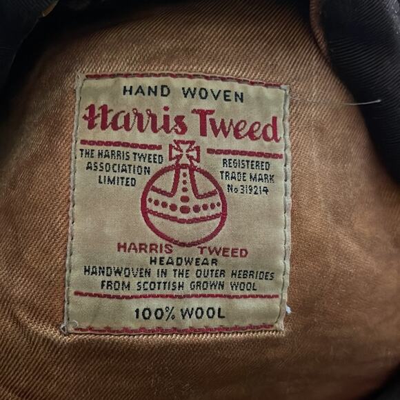 Vintage Harris Tweed 100% wool newsboy cap hat sz 7 3/8 - Picture 6 of 7